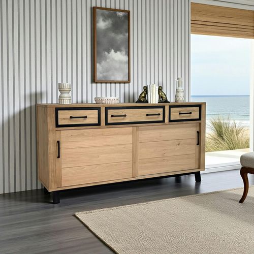 Buffet Moderne Bois Clair - 2 Portes, 3 Tiroirs Grado