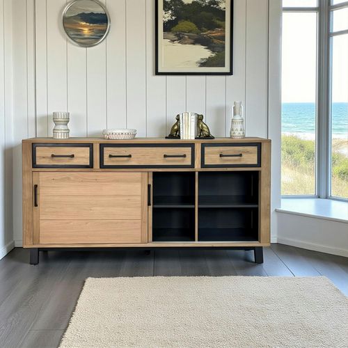 Buffet Moderne Bois Clair - 2 Portes, 3 Tiroirs Grado