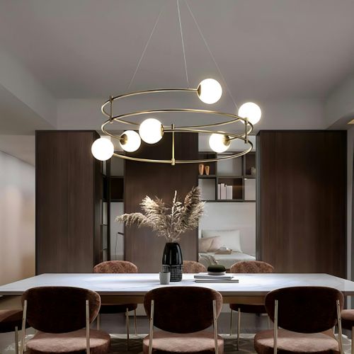 Suspension Moderne - 6 Globes Sur Structure Spirale Deltona