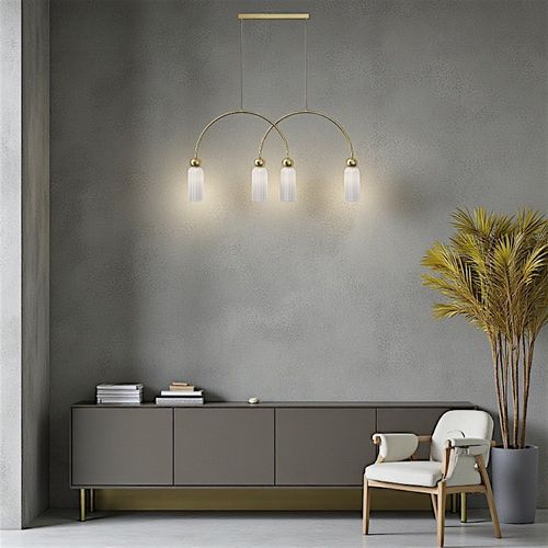 Suspension Moderne Double Arche - Verre Dépoli Solana