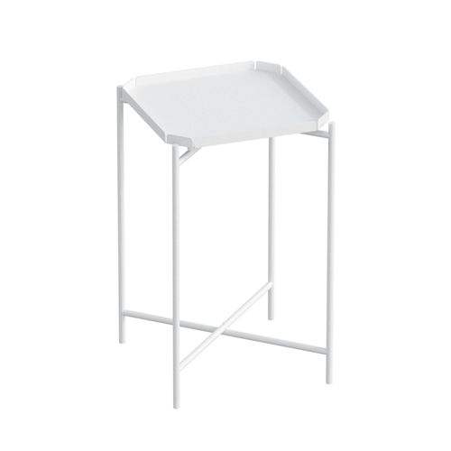 Petite Table D’appoint Blanche Carrée, Pieds Croisés Sfax