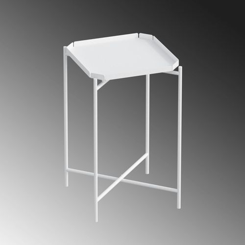 Petite Table D’appoint Blanche Carrée, Pieds Croisés Sfax