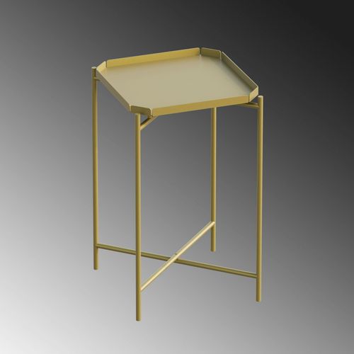 Petite Table D’appoint Dorée Carrée, Pieds Croisés Sfax