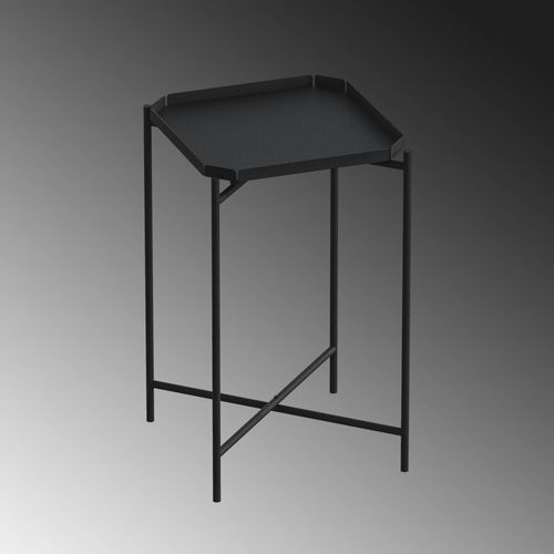 Petite Table D’appoint Noire Carrée, Pieds Croisés Sfax