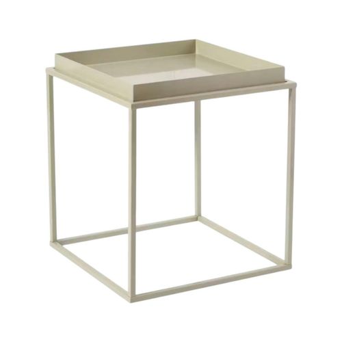 Bout De Canapé Cube Blanc Cassé – Plateau Mobile Sfax