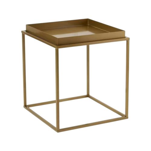 Bout De Canapé Cube Doré – Plateau Mobile, Style Design Sfax