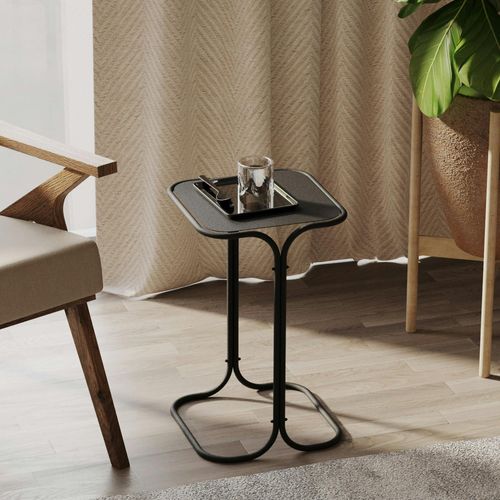 Petite Table D'appoint Noire Carrée - Finition Mate Jena