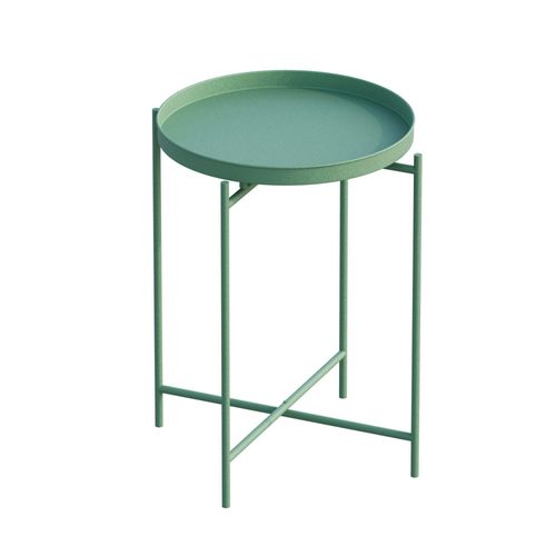 Petite Table D'appoint Verte - Structure Ronde, Métal Sfax