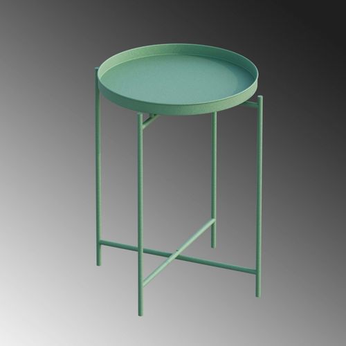 Petite Table D'appoint Verte - Structure Ronde, Métal Sfax