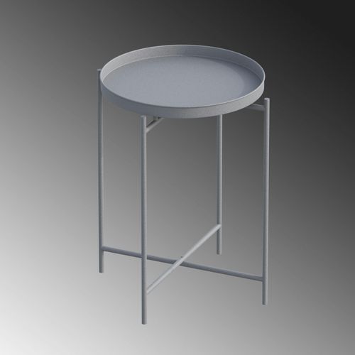 Petite Table D'appoint Grise - Structure Ronde, Métal Sfax