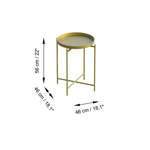 Petite Table D'appoint Dorée - Structure Ronde, Métal Sfax