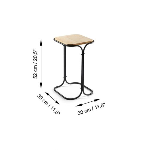 Table D'appoint Noire - Plateau En Bois Clair Carré Jena
