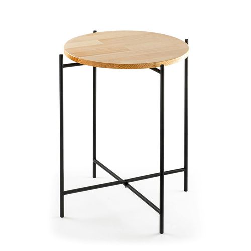 Petite Table En Bois Ronde - Structure Métal Noir Jena