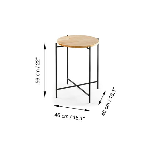 Petite Table En Bois Ronde - Structure Métal Noir Jena