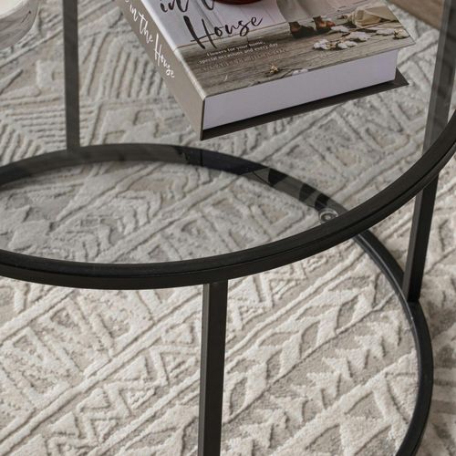 Table Basse Ronde Verre Fumé ⌀60 Cm - Structure Noire Tulum