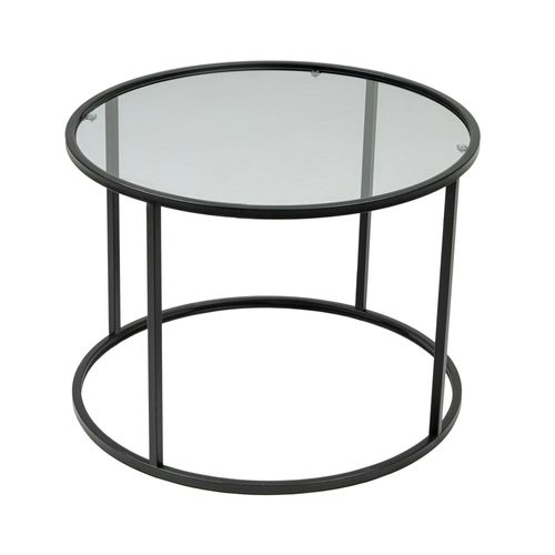 Table Basse Ronde Verre Fumé ⌀60 Cm - Structure Noire Tulum