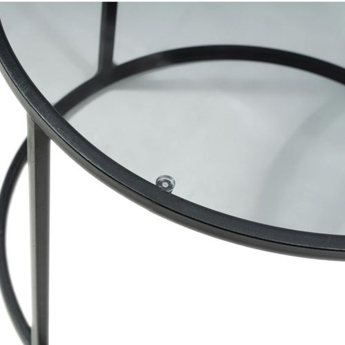 Table Basse Ronde Verre Fumé ⌀60 Cm - Structure Noire Tulum