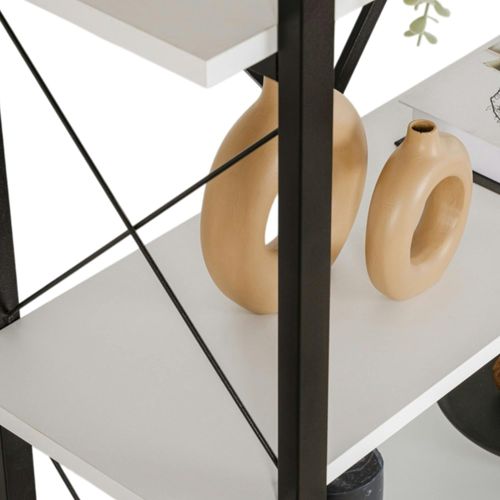 Bibliothèque Étagère Noire, 5 Plateaux Blancs Jena