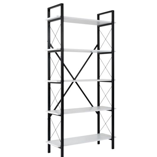 Bibliothèque Étagère Noire, 5 Plateaux Blancs Jena