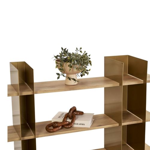 Bibliothèque Étagère Moderne 4 Plateaux - Niches Dorées Jena