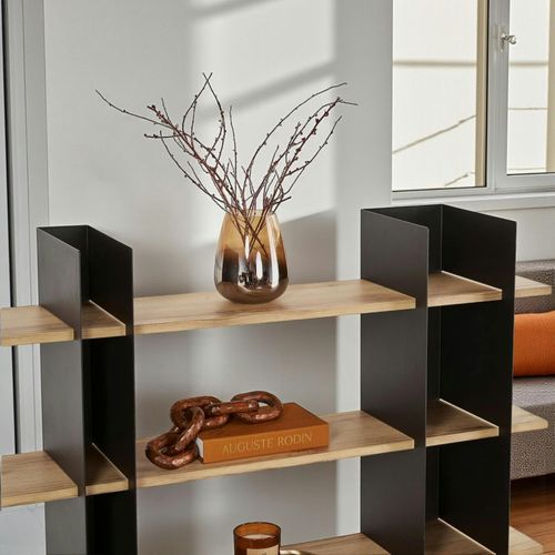 Bibliothèque Étagère Moderne 4 Plateaux - Niches Noires Jena