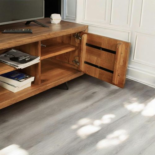 Meuble TV Bois Motif Damier 150 Cm Oka