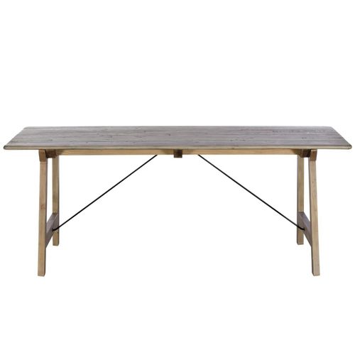 Table à Manger En Bois Recyclé Clair Tréteaux 200 Cm Salerne