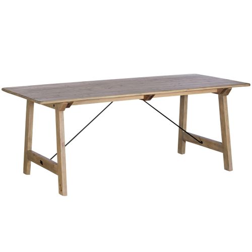 Table à Manger En Bois Recyclé Clair Tréteaux 200 Cm Salerne