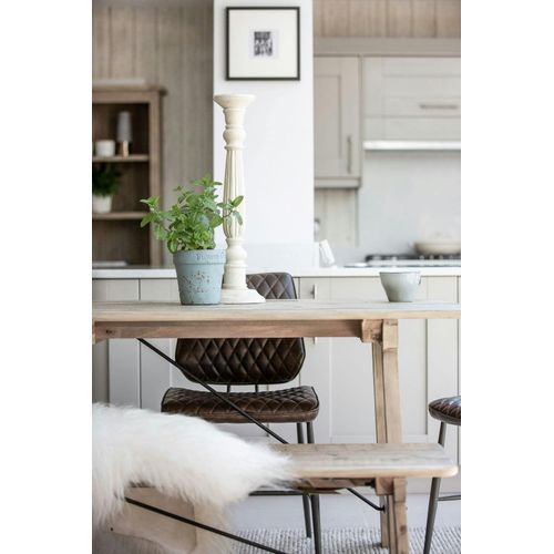 Table à Manger En Bois Recyclé Clair Tréteaux 200 Cm Salerne