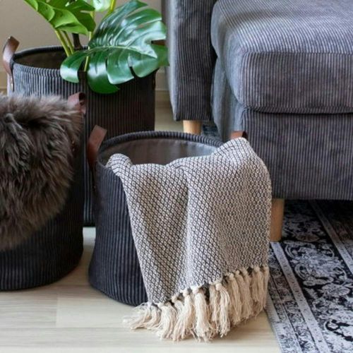 Jeté De Canapé Gris à Losanges - Franges, 130x160 Cm Fallon