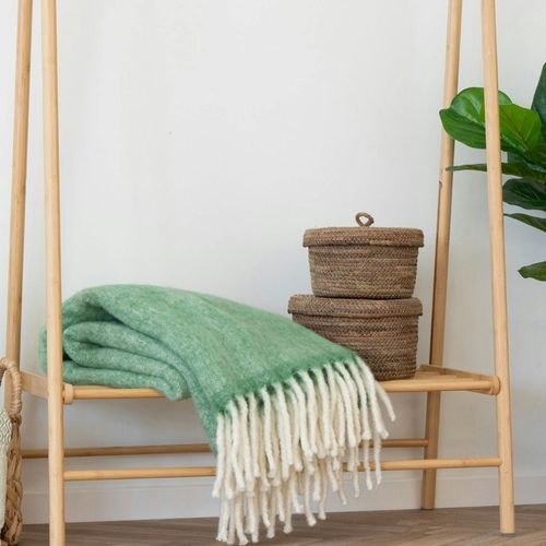 Plaid Canapé Vert à Longues Franges, 130x170 Cm Fallon