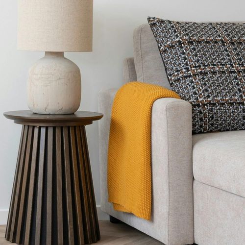 Plaid Canapé Moutarde - Maille De Coton Recyclé Fallon