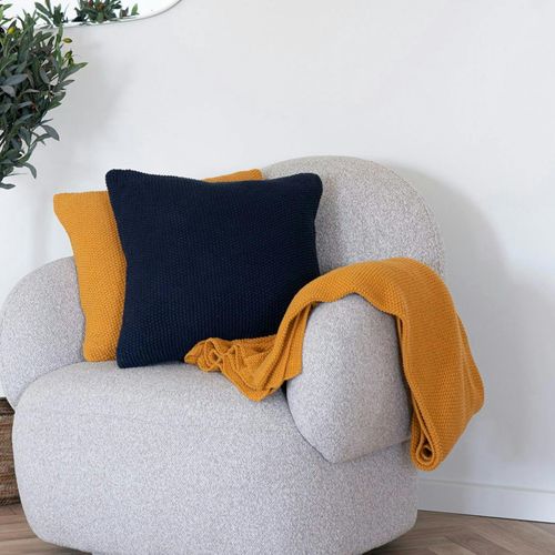 Plaid Canapé Moutarde - Maille De Coton Recyclé Fallon