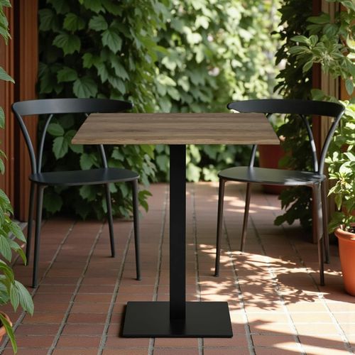 Table Bistrot Bois Brun - Pied Métal Noir, 70 Cm Napa