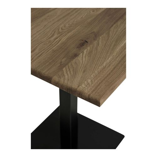 Table Bistrot Bois Brun - Pied Métal Noir, 70 Cm Napa