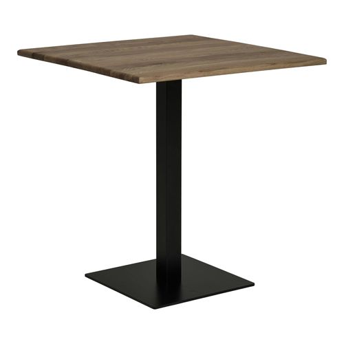 Table Bistrot Bois Brun - Pied Métal Noir, 70 Cm Napa