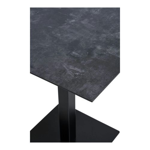 Table Bistrot Mélamine Grise - Pied Métal Noir, 70 Cm Napa