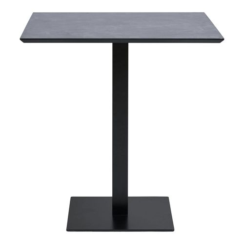 Table Bistrot Mélamine Grise - Pied Métal Noir, 70 Cm Napa