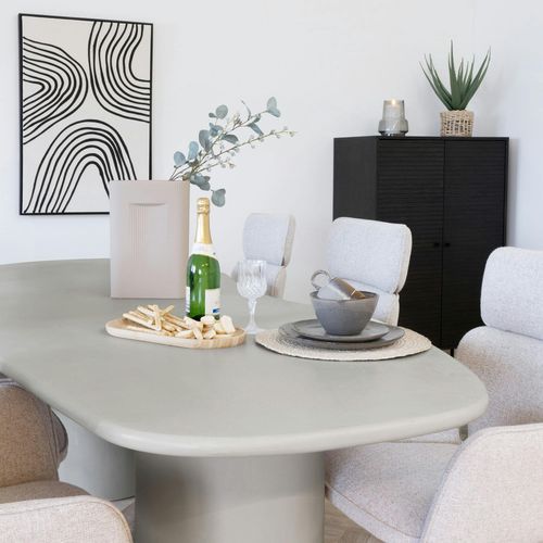 Table à Manger Moderne Grise - Organique, 240 Cm Alberta