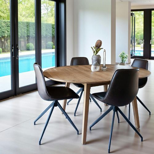 Table Extensible Ronde En Bois Clair 118-158 Cm Savone