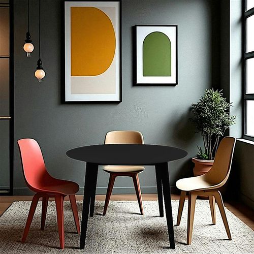 Table Ronde En Bois Noir – Style Moderne, Ø 105 cm Tampa