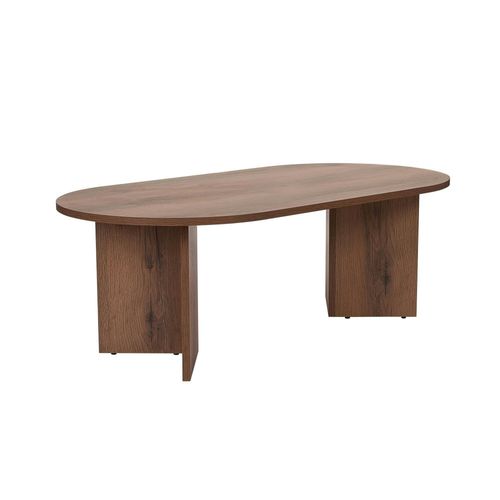 Table Basse Ovale Effet Noyer Foncé - Pieds En V Marfa