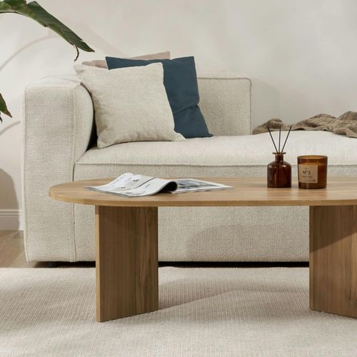 Table Basse Ovale Effet Chêne Huilé - Pieds En V Marfa