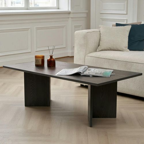 Table Basse Moderne Effet Bois Noir - Pieds En V Marfa