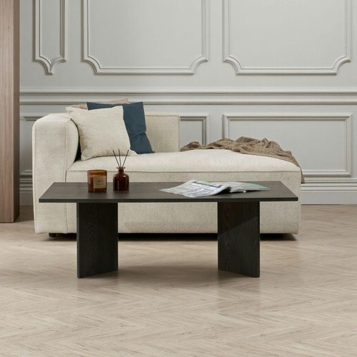 Table Basse Moderne Effet Bois Noir - Pieds En V Marfa