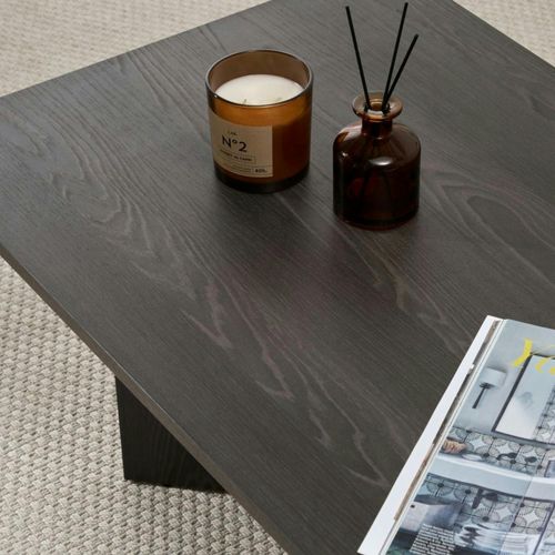 Table Basse Moderne Effet Bois Noir - Pieds En V Marfa