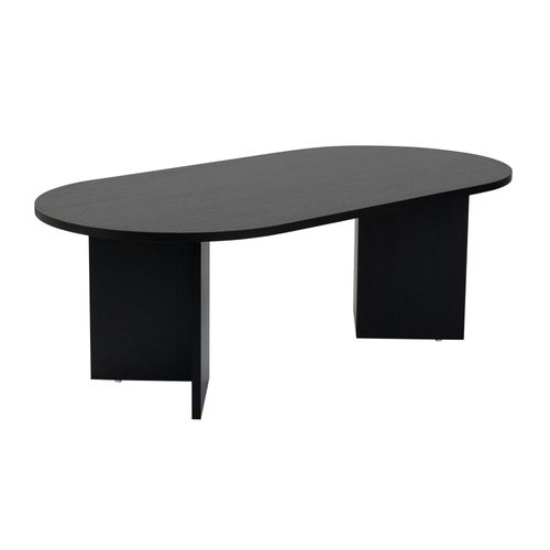 Table Basse Ovale Noire Effet Bois - Pieds En V Marfa