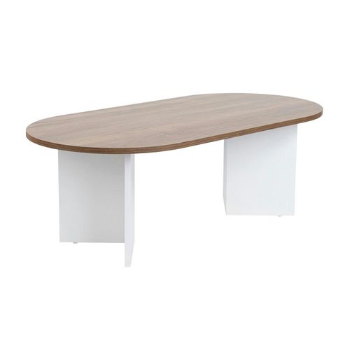 Table Basse Ovale Plateau Effet Noyer - Pieds En V Marfa
