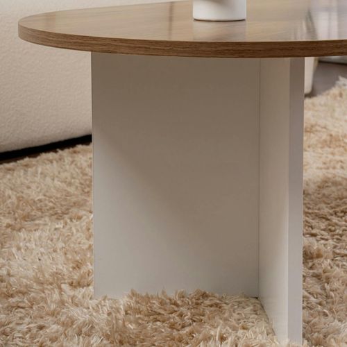 Table Basse Ovale Plateau Effet Noyer - Pieds En V Marfa