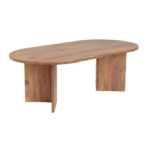Table Basse Ovale Effet Bois De Pin - Pieds En V Marfa